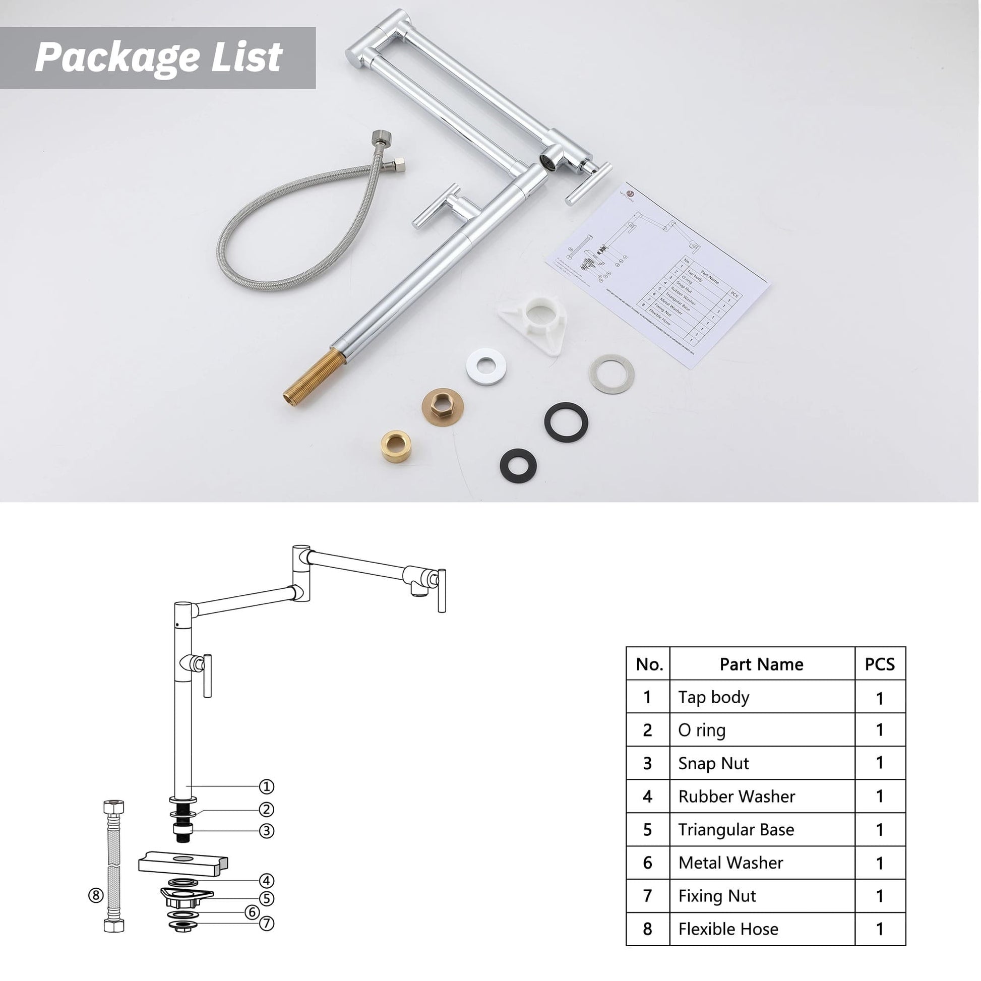 Foldable Kitchen Faucet with 360° Swivel Spout & Space-Saving Modern Design