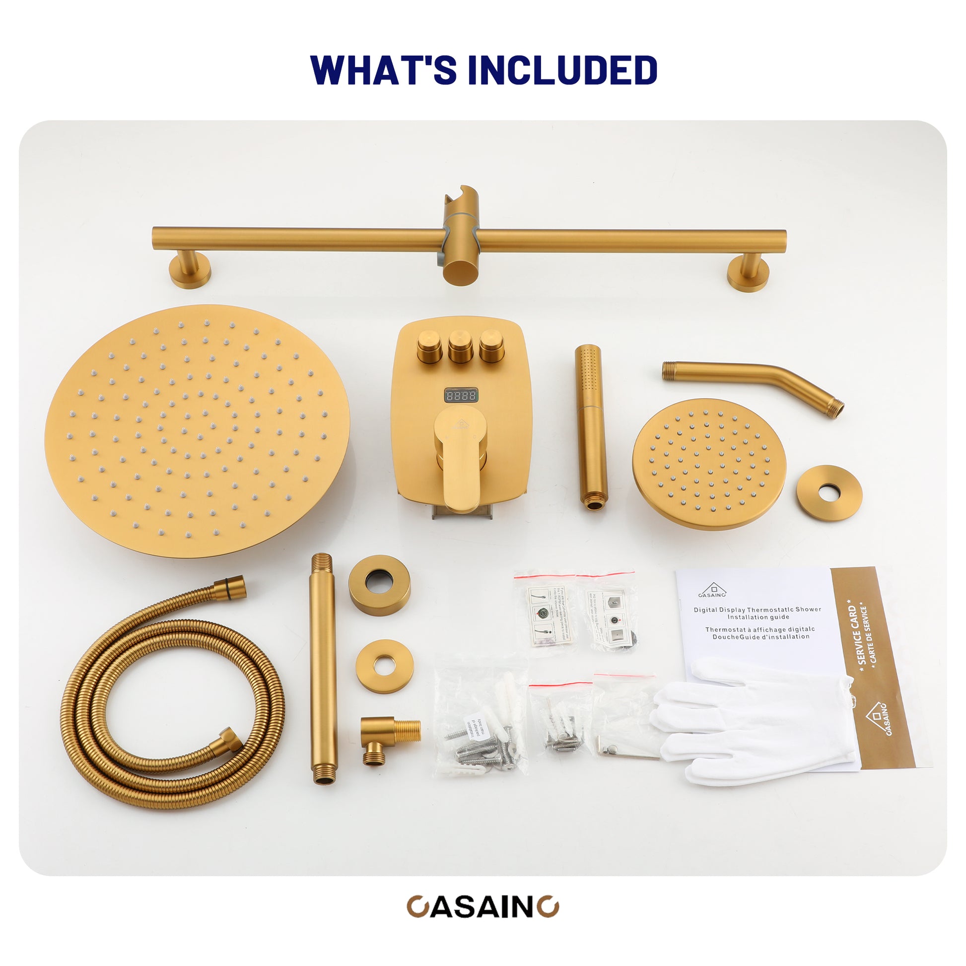 12-inch Ceiling-Mounted Dual Shower System with Slide Bar & Digital Display