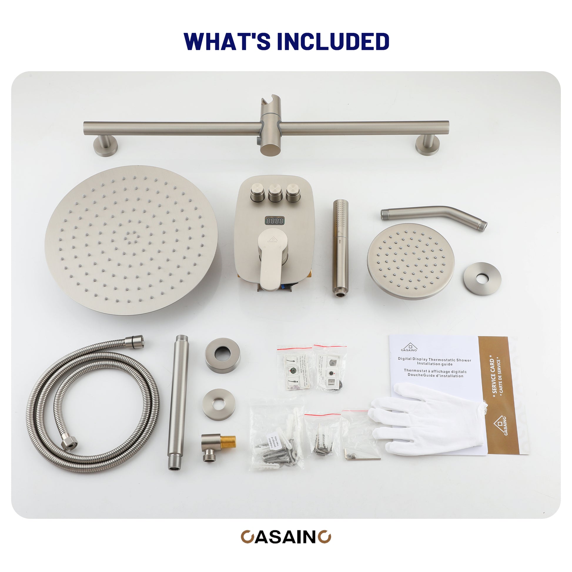 12-inch Ceiling-Mounted Dual Shower System with Slide Bar & Digital Display
