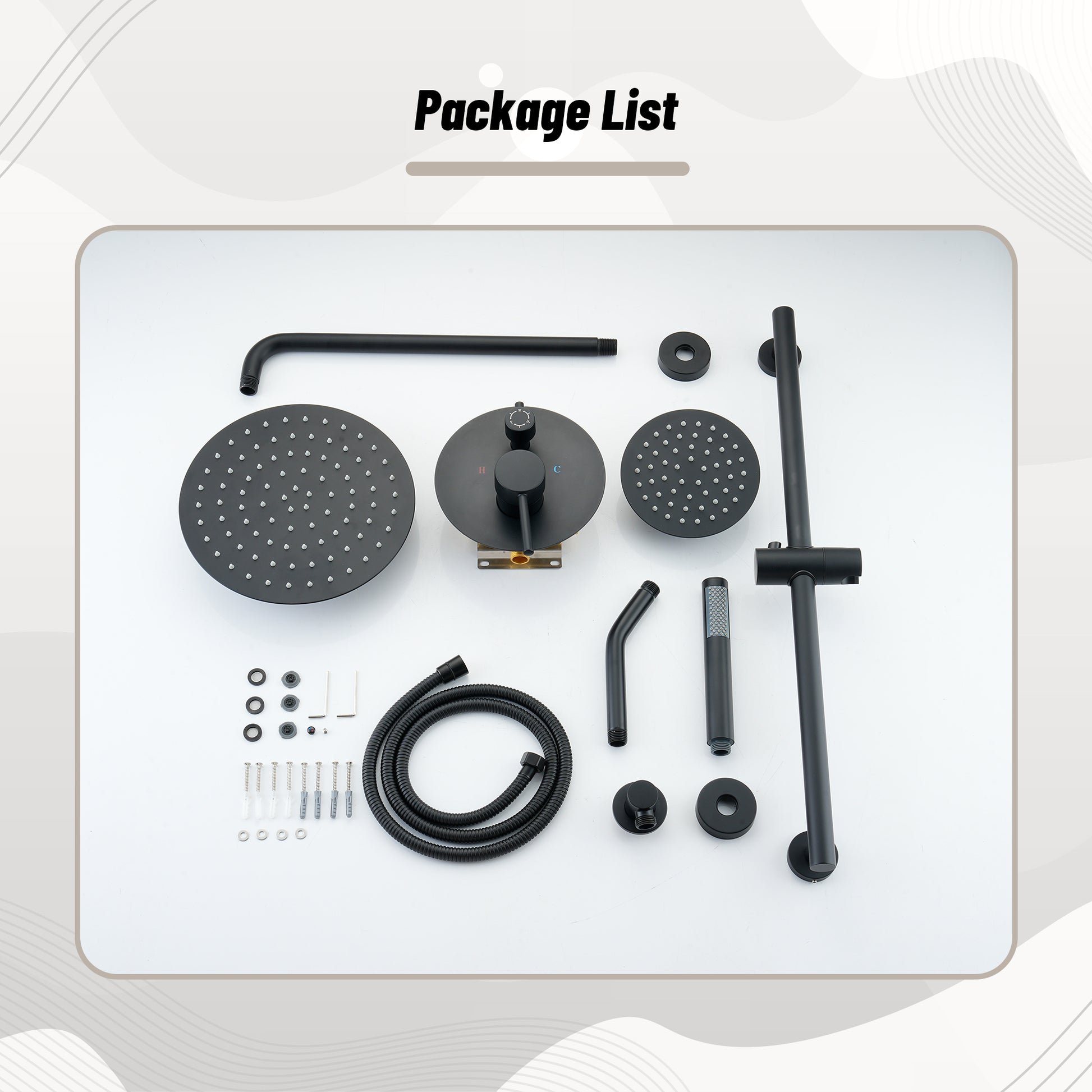 10-inch 3-Function Dual Shower Head System with 6 Position Settings & Slide Bar