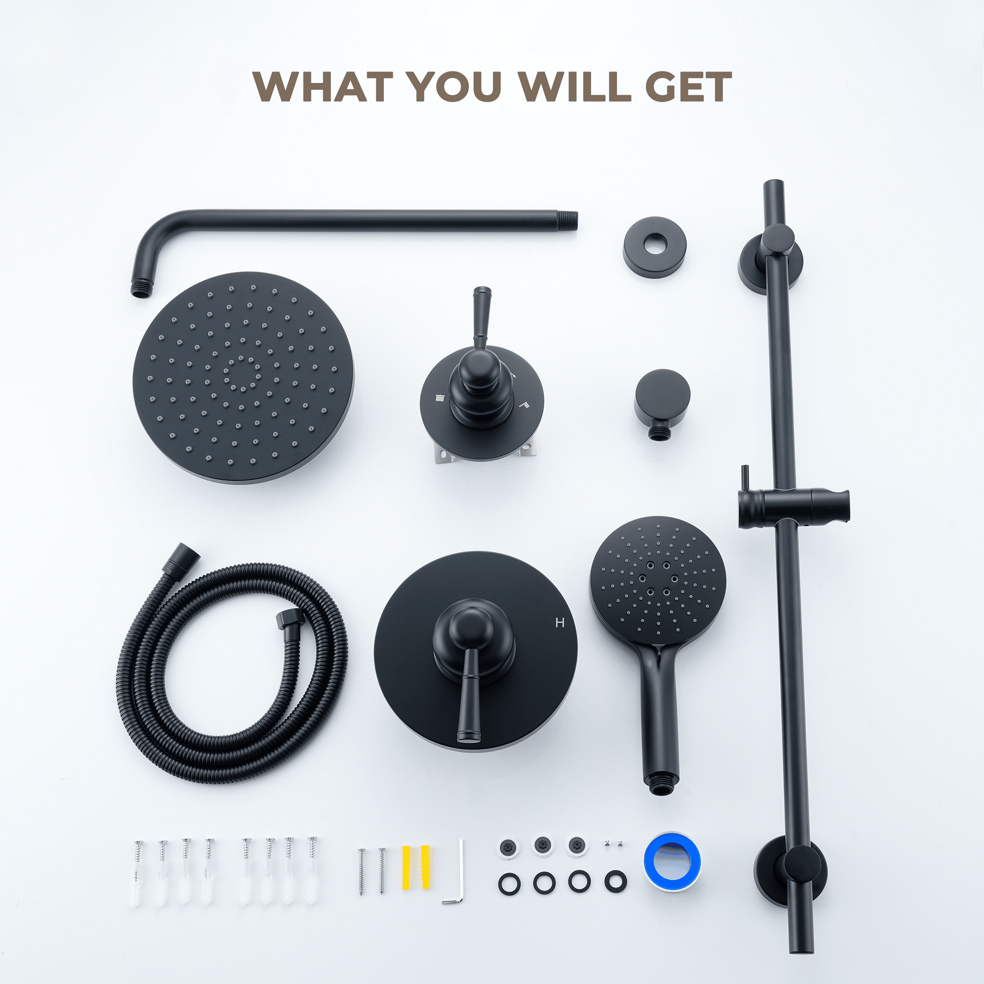 8-inch 2-Function Pressure Balance Shower System with 3 Spray Modes