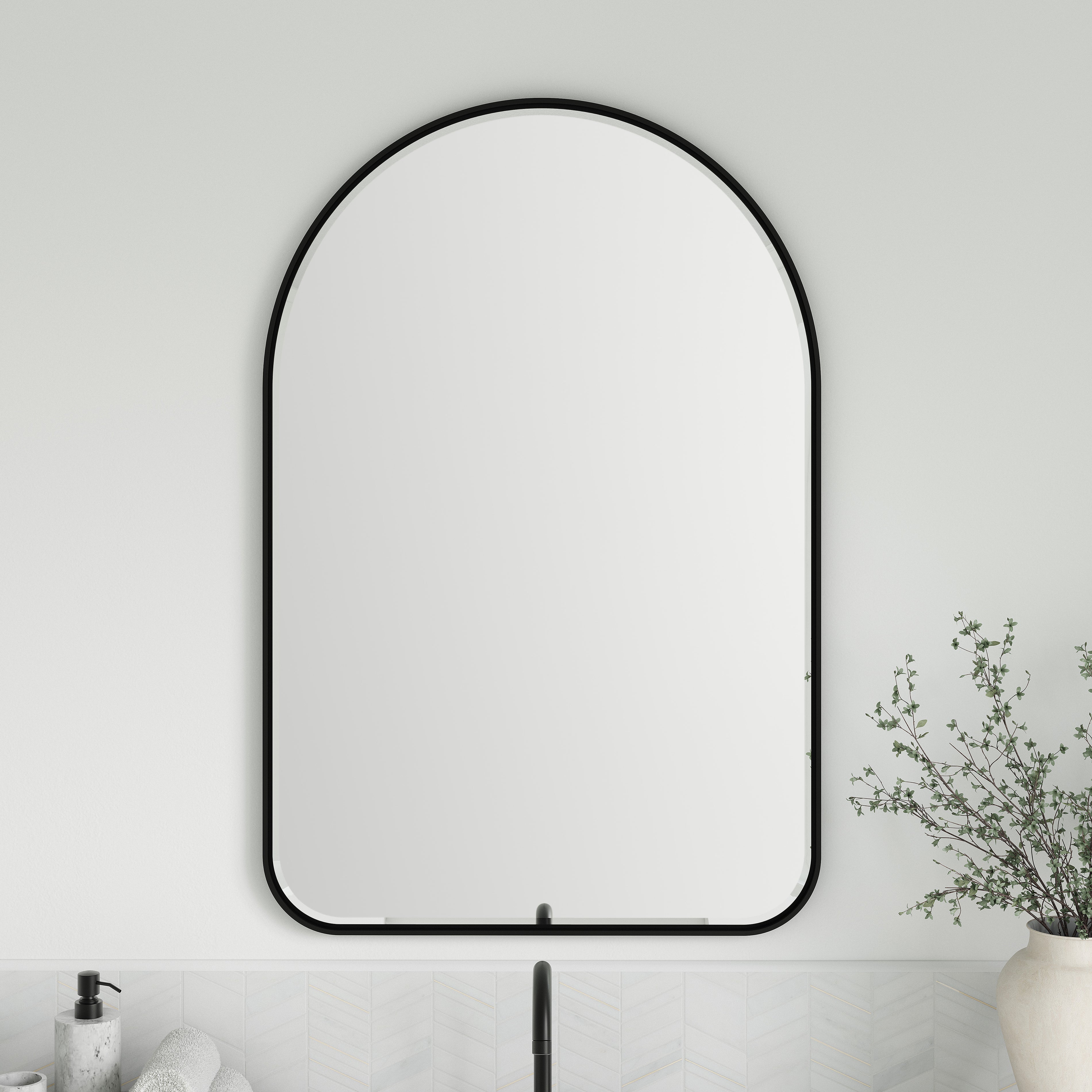 James Martin Rohe 24" Arched Mirror, Matte Black