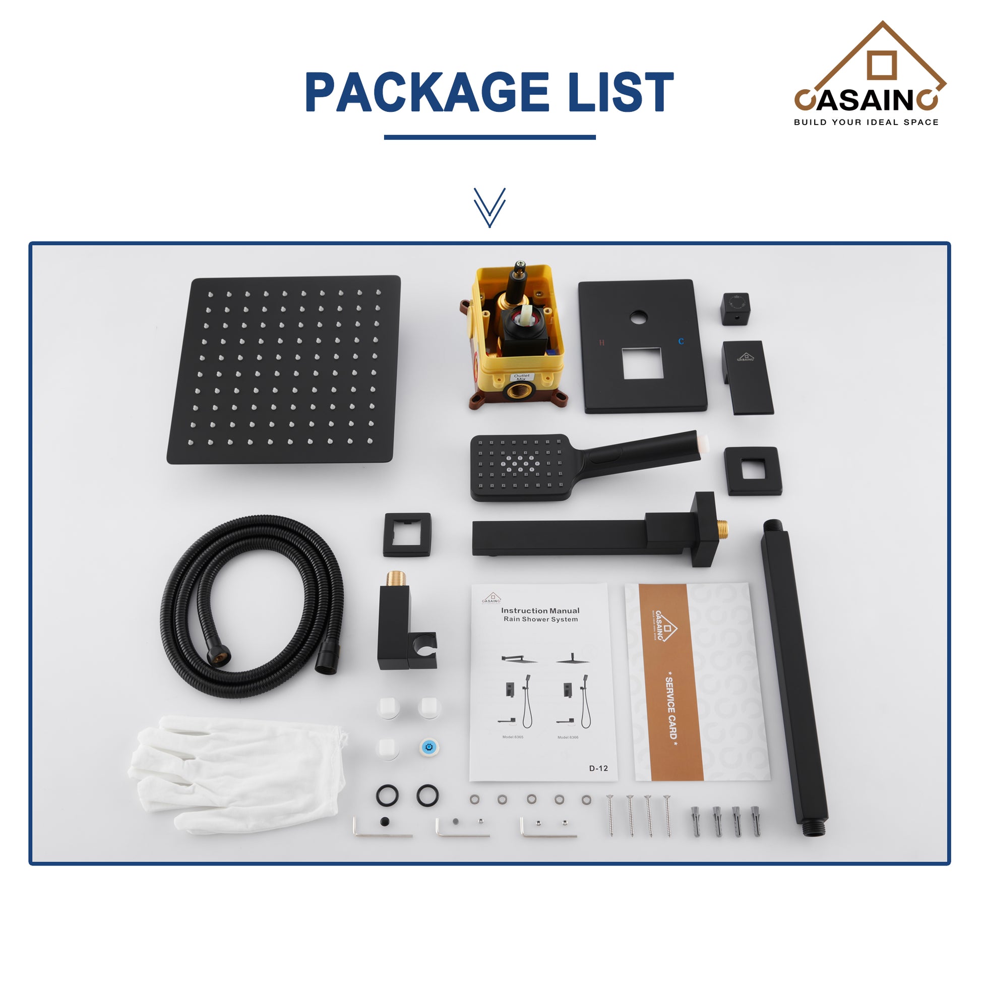 10 in./12 in. Ceiling Mount Shower System with Hand Shower & Tub Spout