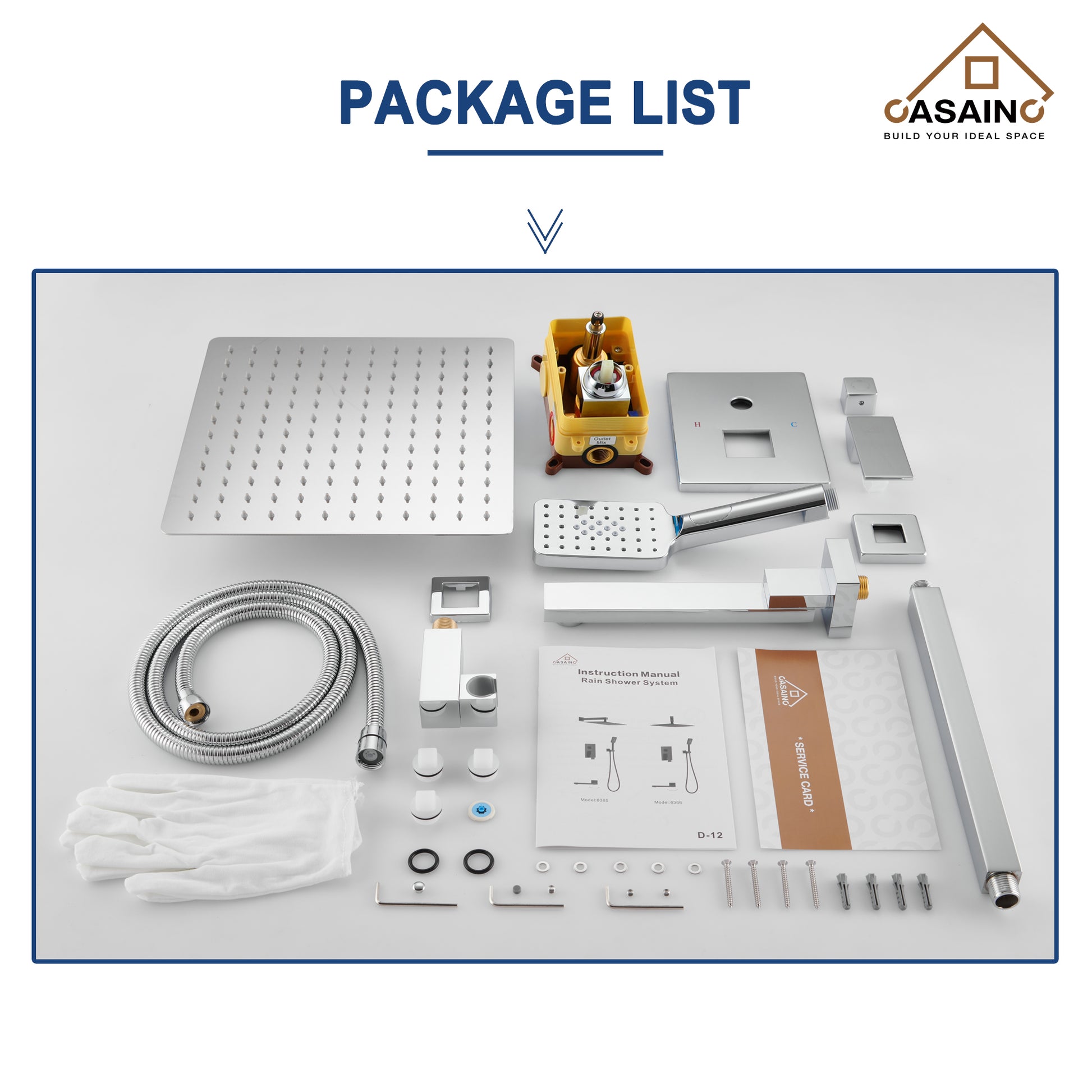 10 in./12 in. Ceiling Mount Shower System with Hand Shower & Tub Spout