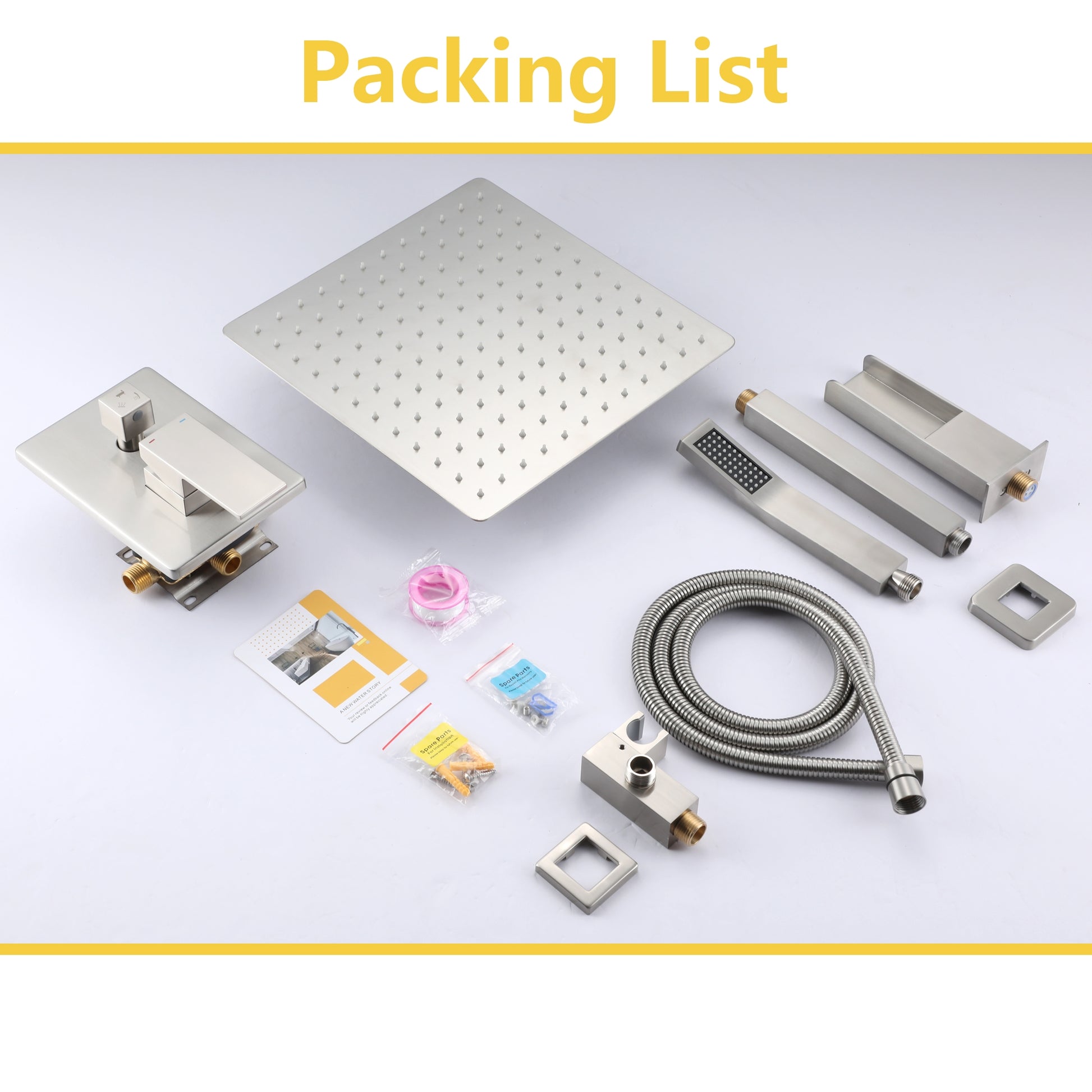 10-inch Ceiling-Mount 3-Function Shower System with Waterfall Tub Spout