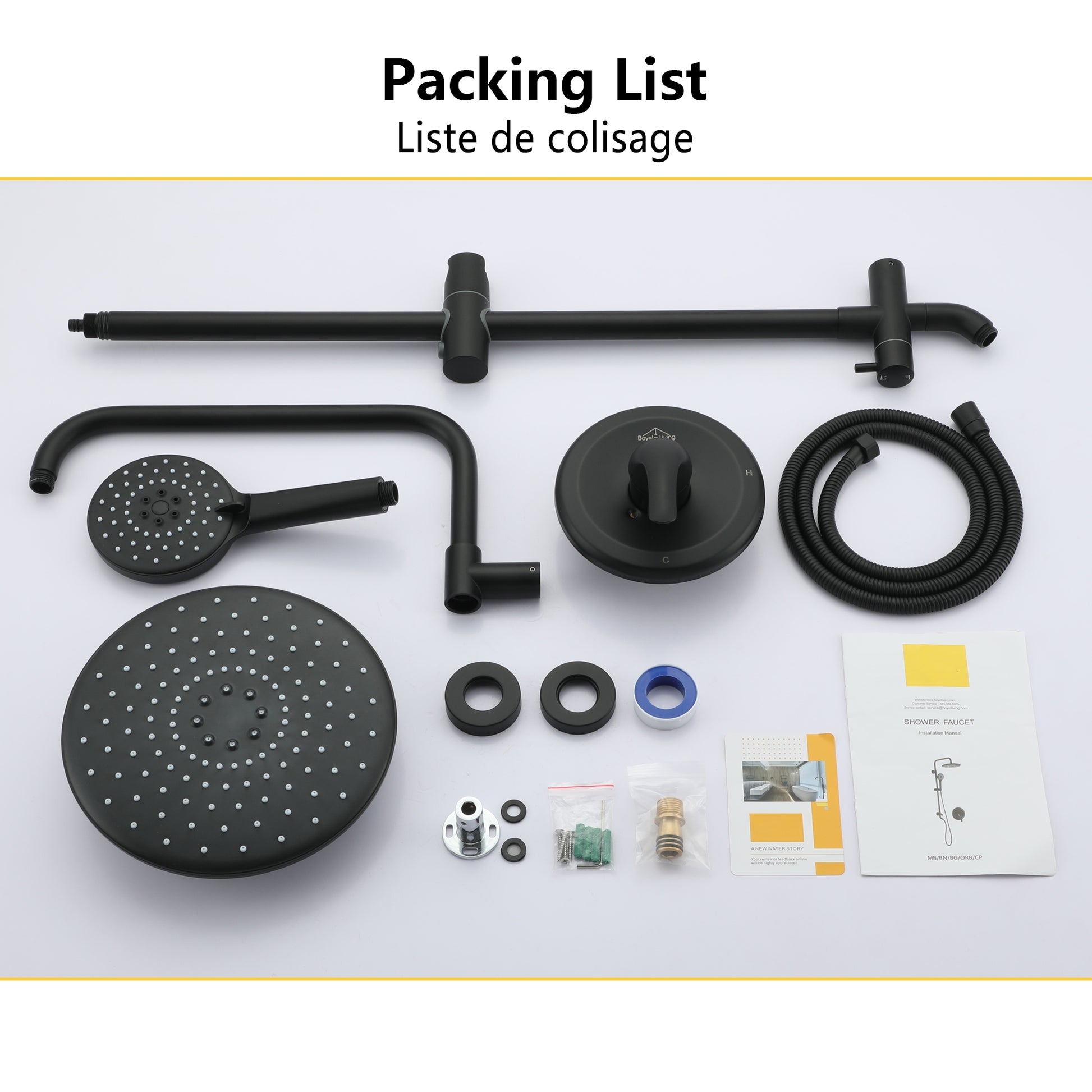 10-inch Wall-Mount Dual Shower Head System with 3-Spray Hand Shower
