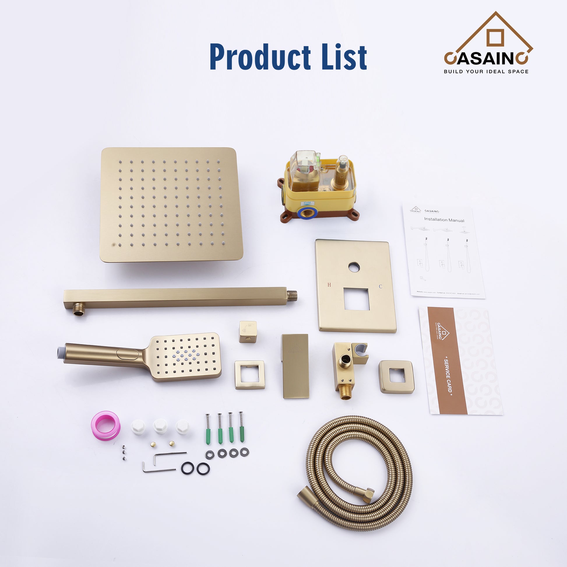 10" Brushed Gold Shower System Wall/Ceiling Mount Rain Shower System
