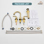 Casainc 8" Brass Bathroom Sink Faucet 2 Handle 3 Hole Gold Bathroom Faucet for Bathroom Sink with Pop-up Drain Assembly Widespread Vanity Faucets