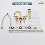 Casainc 8" Brass Bathroom Sink Faucet 2 Handle 3 Hole Gold Bathroom Faucet for Bathroom Sink with Pop-up Drain Assembly Widespread Vanity Faucets 360° Swivel Spout