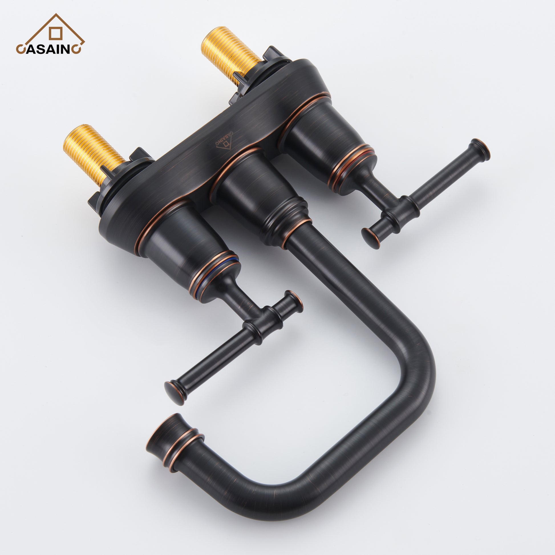 Casainc 4 Inch 2-Handle Centerset for Bathroom Sink Vanity Faucet 360° Swivel Spout