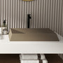 27in Bathroom Concrete Rectangular Vessel Sink with Drainer in Mottled Bluish Grey / Black Earth / Taupe Clay