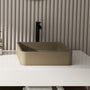 15in Bathroom Concrete Square Vessel Sink with Drainer in Mottled Bluish Grey / Cold Concrete Grey / Taupe Clay
