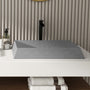 27in Bathroom Concrete Rectangular Vessel Sink with Drainer in Mottled Bluish Grey / Black Earth / Taupe Clay
