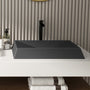 27in Bathroom Concrete Rectangular Vessel Sink with Drainer in Mottled Bluish Grey / Black Earth / Taupe Clay