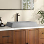 27in Bathroom Concrete Rectangular Vessel Sink with Drainer in Mottled Bluish Grey / Black Earth / Taupe Clay