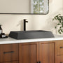 27in Bathroom Concrete Rectangular Vessel Sink with Drainer in Mottled Bluish Grey / Black Earth / Taupe Clay