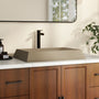 27in Bathroom Concrete Rectangular Vessel Sink with Drainer in Mottled Bluish Grey / Black Earth / Taupe Clay